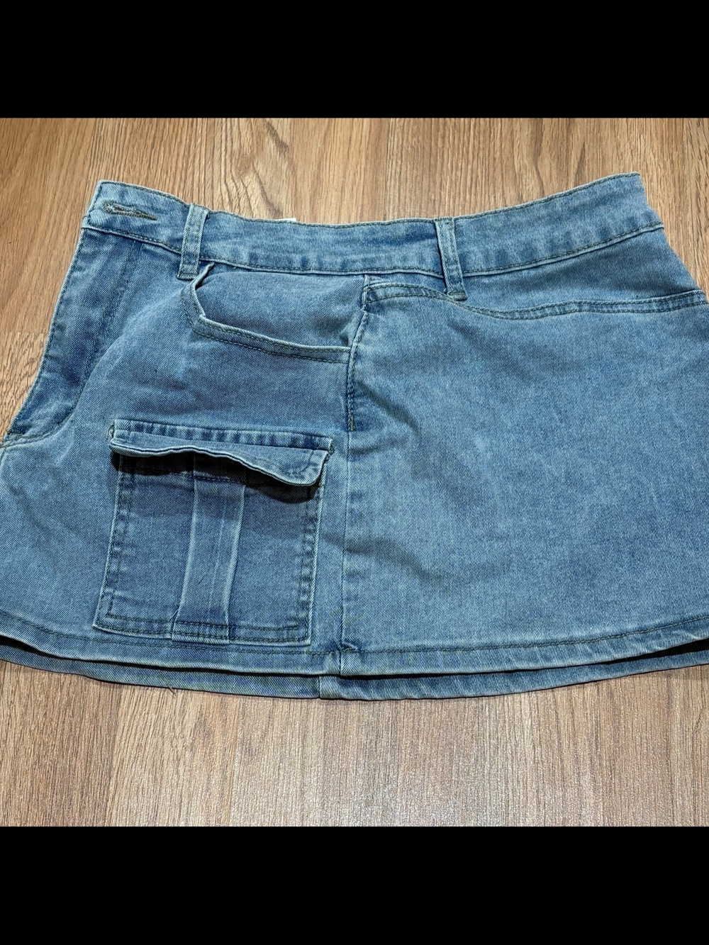 Denim Mini Skirt with Utility Pocket - Blue Size Medium/6